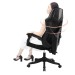 Ergonomiczny, obrotowy fotel biurowy, krzesło z zagłówkiem i podnóżkiem – czarny