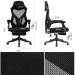 Ergonomiczny, obrotowy fotel biurowy, krzesło z zagłówkiem i podnóżkiem – czarny
