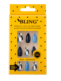 Sztuczne paznokcie, Tipsy BLING (24 szt.) – glamour, wzór VI