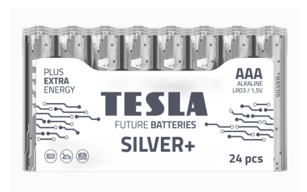 BATERIA ALKALICZNA TESLA SILVER+ LR03 F24 1.5V 24 SZTUKI