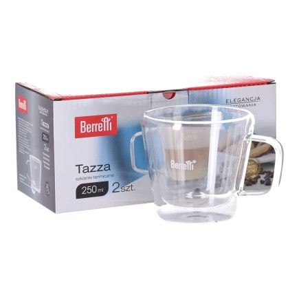 Zestaw 2 szt. szklanek termicznych z uchem Tazza BERRETTI, 250 ml