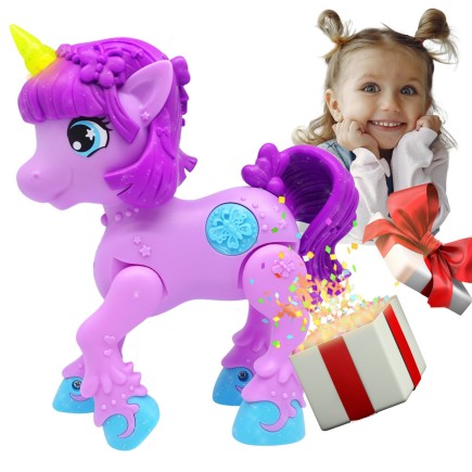Mały jednorożec fioletowy - interaktywna zabawka - światło dźwięk Dragon-i Toys