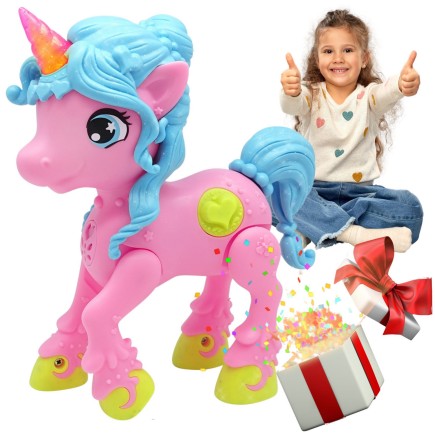 Mały jednorożec rózowy - interaktywna zabawka - światło dźwięk Dragon-i Toys