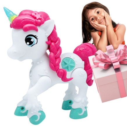 Mały jednorożec biały- interaktywna zabawka - światło dźwięk Dragon-i Toys
