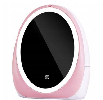 Organizer na kosmetyki z lusterkiem LED / Lusterko LED do makijażu 2w1 - różowy