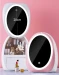 Organizer na kosmetyki z lusterkiem LED / Lusterko LED do makijażu 2w1 - różowy