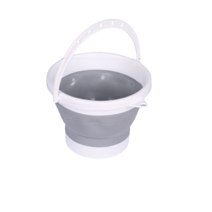 Silikonowe wiadro składane 1.5L - szaro - białe