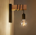 Kinkiet ścienny Loft / Lampa ścienna - czarno-drewniany