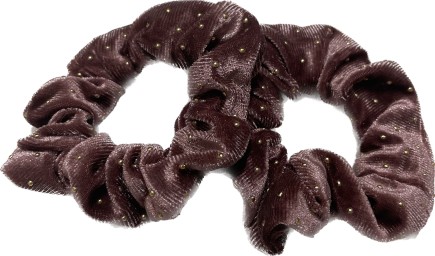 Welurowa gumka do włosów scrunchie BLING 2szt. - ze złotymi kamyczkamim, brudny róż