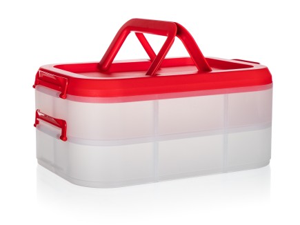 Party box pojemnik na ciasto CULINARIA 40 x 28 x 17,8 cm, czerwona pokrywa