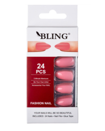 Sztuczne paznokcie, Tipsy BLING Fashion Nail (24 szt.) - jasnyróżowy