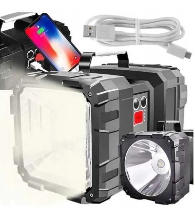 Latarka Led Mocna Akumulatorowa Dwustronna Powerbank Wodoodporna