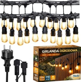 Girlanda Ogrodowa Świetlna 10M 10X Żarówka LED Sieciowa Wodoszczelna