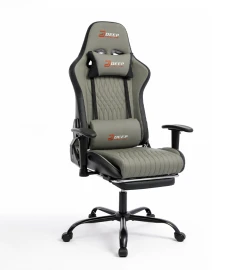 Ergonomiczny Obrotowy Fotel Gamingowy Szary Z Podnóżkiem Fotel Biurowy