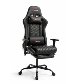 Ergonomiczny Obrotowy Fotel Gamingowy Czarny Z Podnóżkiem Fotel Biurowy