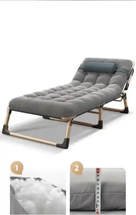 Składane łóżko turystyczne BIZNESOWE, polowe, kanadyjka PREMIUM 75 cm - kolor czarno- szary