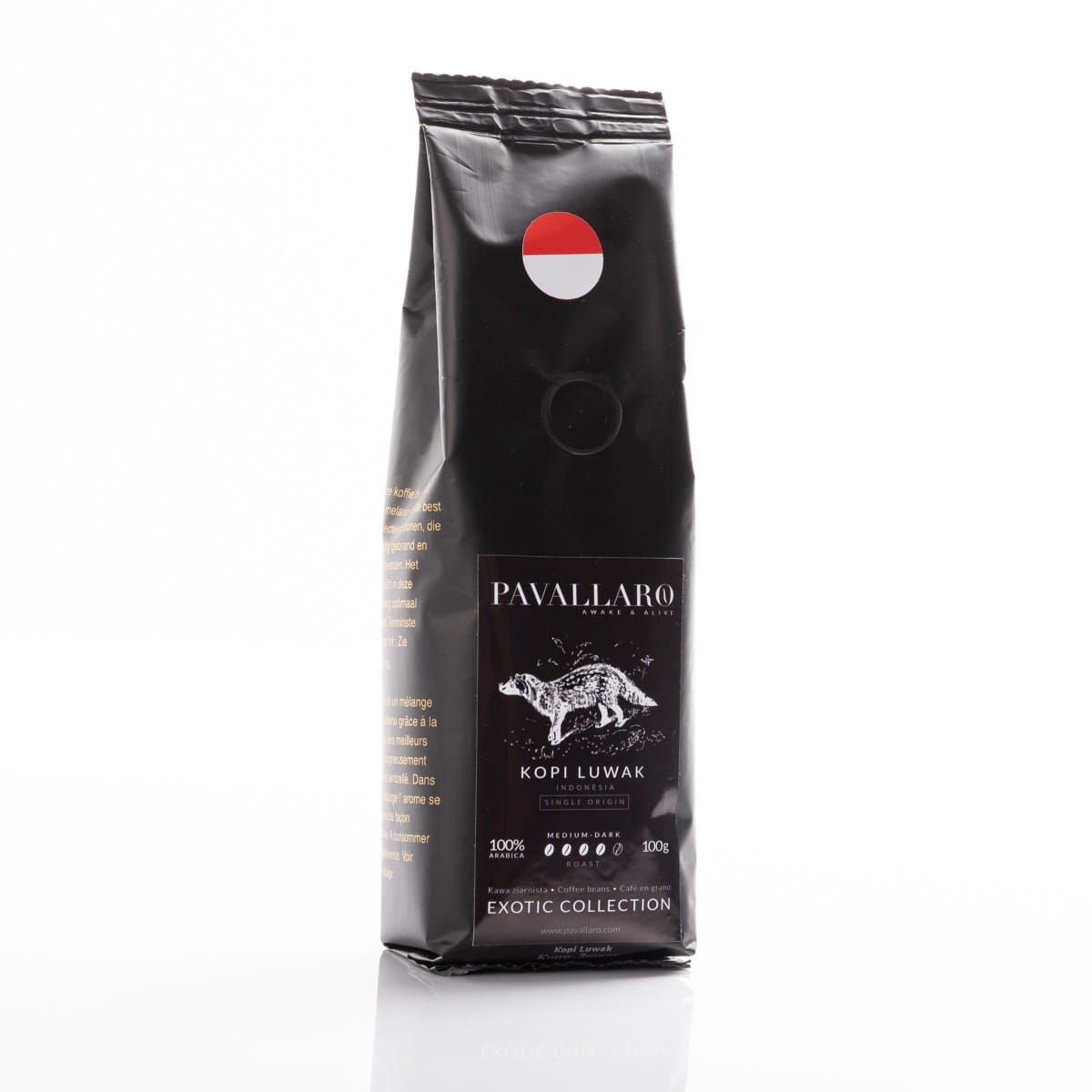 Pavallaro Kopi Luwak 100g z dzikiego zbioru kawa ziarnista - najdroższa kawa świata z certyfikatem